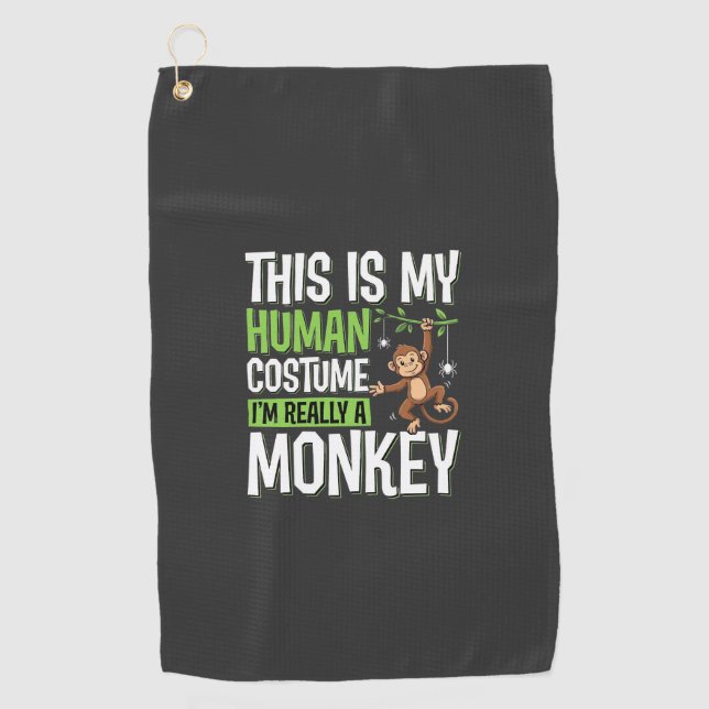 Funny Monkey Costume Halloween Vector Golf Towel (Front)