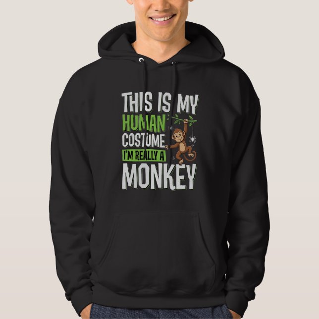 Funny Monkey Costume Halloween Vector Hoodie (Front)