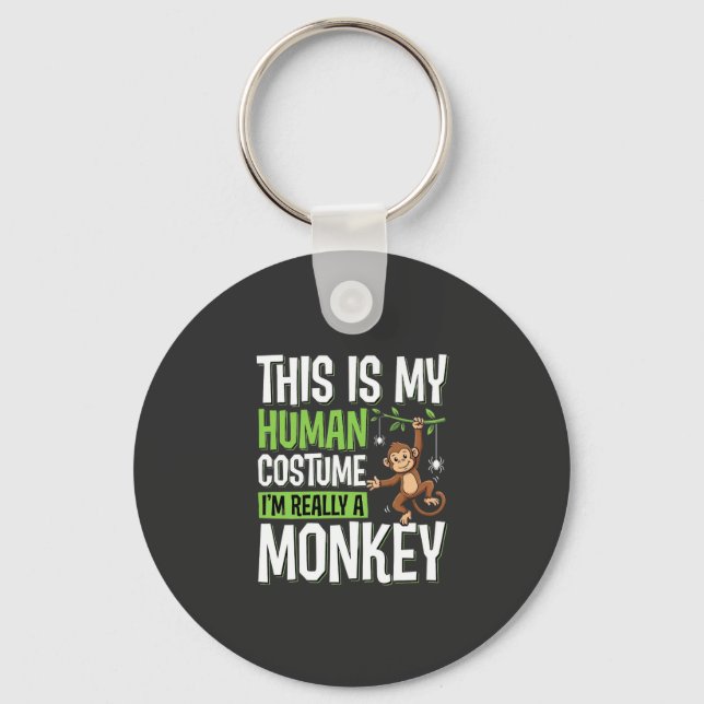 Funny Monkey Costume Halloween Vector Key Ring (Front)
