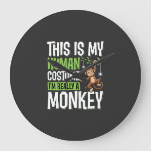 Funny Monkey Costume Halloween Vector Large Clock