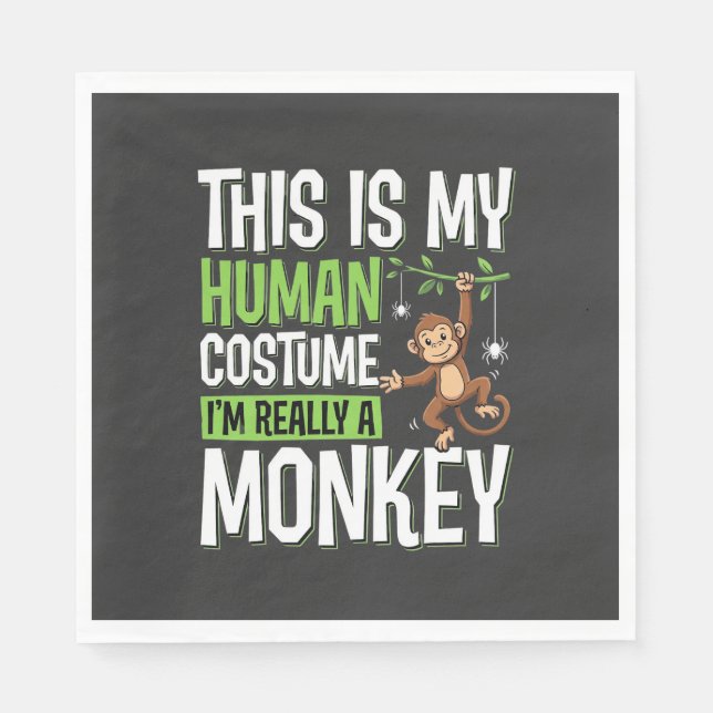 Funny Monkey Costume Halloween Vector Napkin (Front)