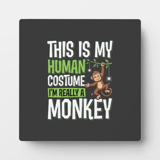 Funny Monkey Costume Halloween Vector Plaque (Front)