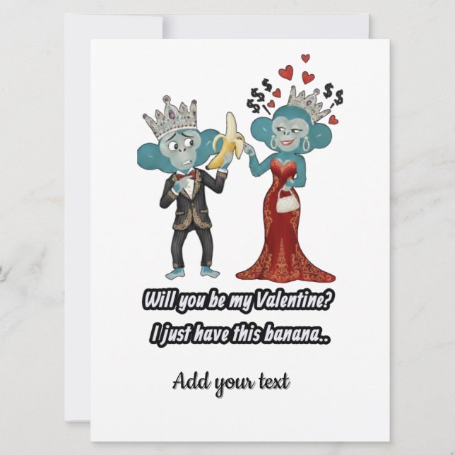 Funny Monkey Couple Valentine's Day Holiday Card (Front)