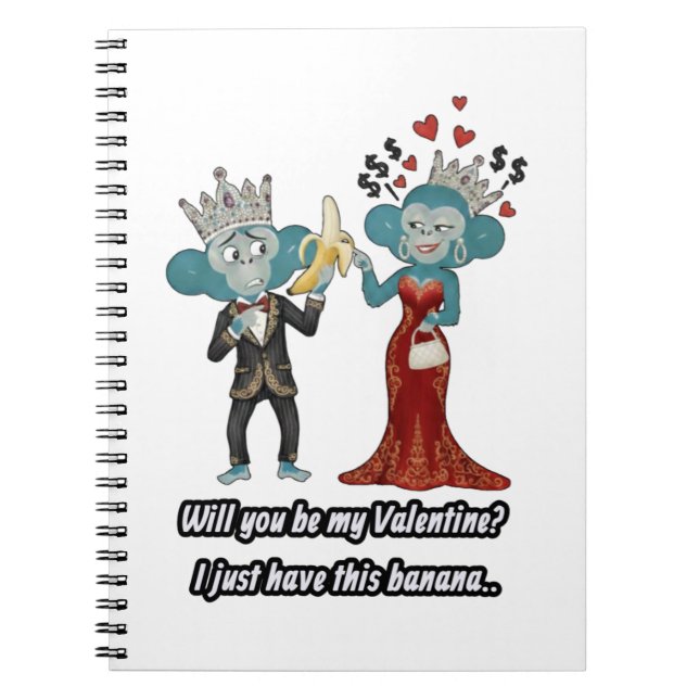Funny monkey couple valentine's day T-Shirt Notebook (Front)