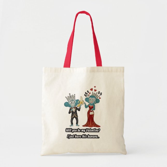 Funny Monkey Couple Valentine's Day Tote Bag (Front)