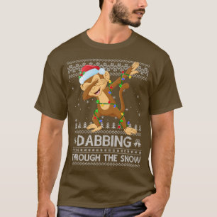 Funny Monkey Dabbing Through The Snow Ugly Monkey  T-Shirt