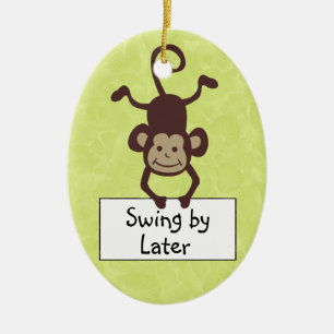 Funny Monkey Door Hanger Ceramic Tree Decoration