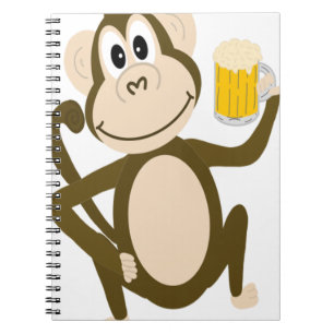 Funny Monkey Drinking Beer Cartoon Spiral Notebook