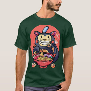 Funny Monkey Eating Ramen Cute Japanese Monkey Ram T-Shirt