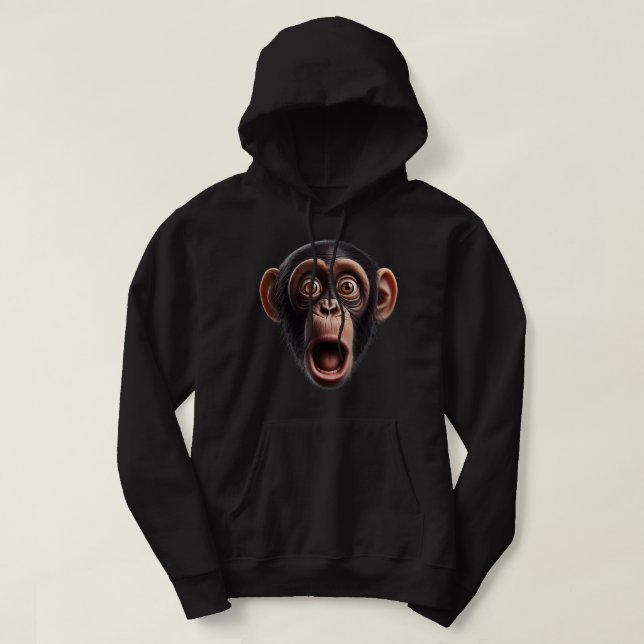 Funny Monkey Face chimpanzee Hoodie (Design Front)