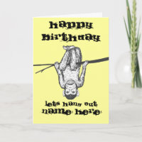 Funny Monkey hanging out Birthday Card customise