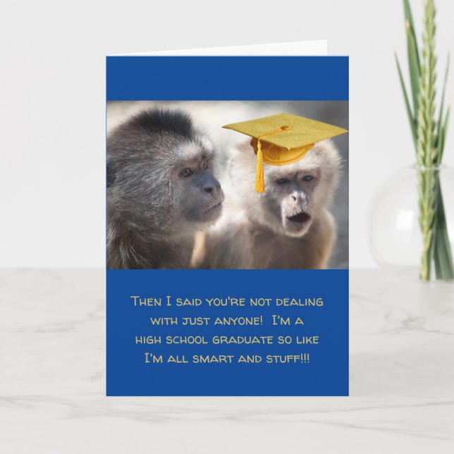 Funny Monkey Happy Graduation Greeting Card  (Front)