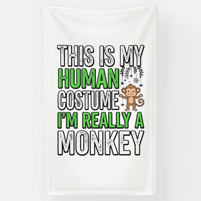 Funny Monkey Human Costume Halloween Shirt Design_ Banner (Vertical)