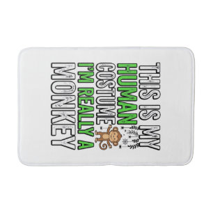 Funny Monkey Human Costume Halloween Shirt Design_ Bath Mat