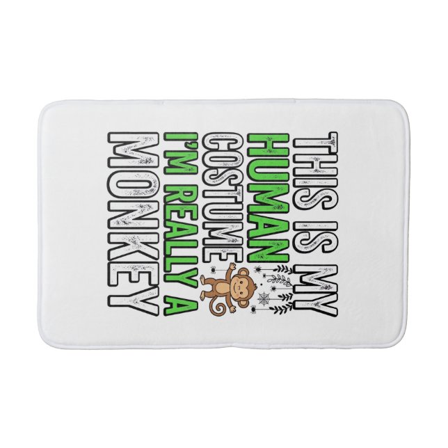 Funny Monkey Human Costume Halloween Shirt Design_ Bath Mat (Front)