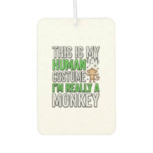 Funny Monkey Human Costume Halloween Shirt Design_ Car Air Freshener