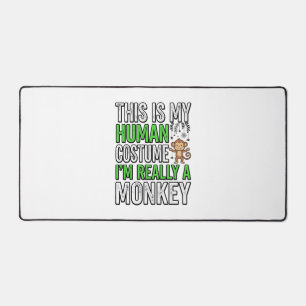 Funny Monkey Human Costume Halloween Shirt Design_ Desk Mat