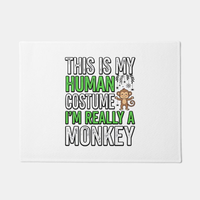 Funny Monkey Human Costume Halloween Shirt Design_ Doormat (Front)