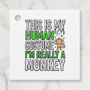 Funny Monkey Human Costume Halloween Shirt Design_ Favour Tags
