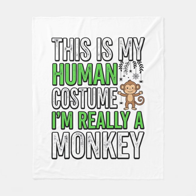 Funny Monkey Human Costume Halloween Shirt Design_ Fleece Blanket (Front)