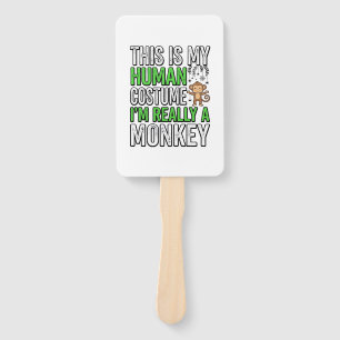 Funny Monkey Human Costume Halloween Shirt Design_ Hand Fan