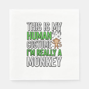 Funny Monkey Human Costume Halloween Shirt Design_ Napkin