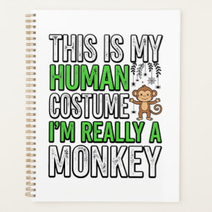 Funny Monkey Human Costume Halloween Shirt Design_ Planner