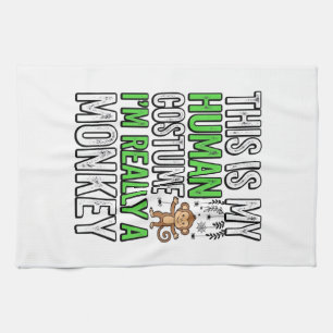 Funny Monkey Human Costume Halloween Shirt Design_ Tea Towel