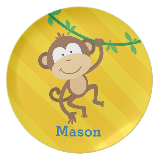 Funny Monkey in the Jungle Personalised Plate (Front)