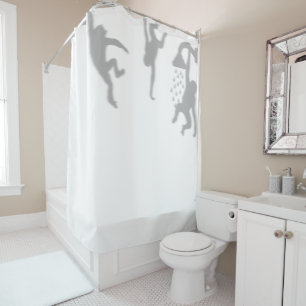 Funny Monkey In the Shower Silhouette Shadow Shower Curtain