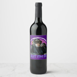 Funny Monkey Meme   Retro Minimalist Candy Jar Wine Label