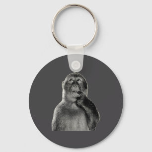 Funny Monkey Meme With Retro Odore Humor Art Style Key Ring