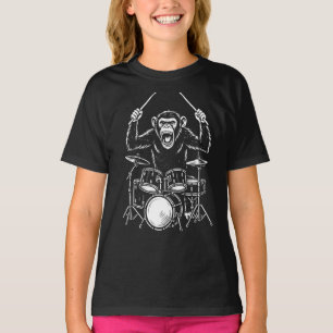 funny monkey plays drums T-Shirt