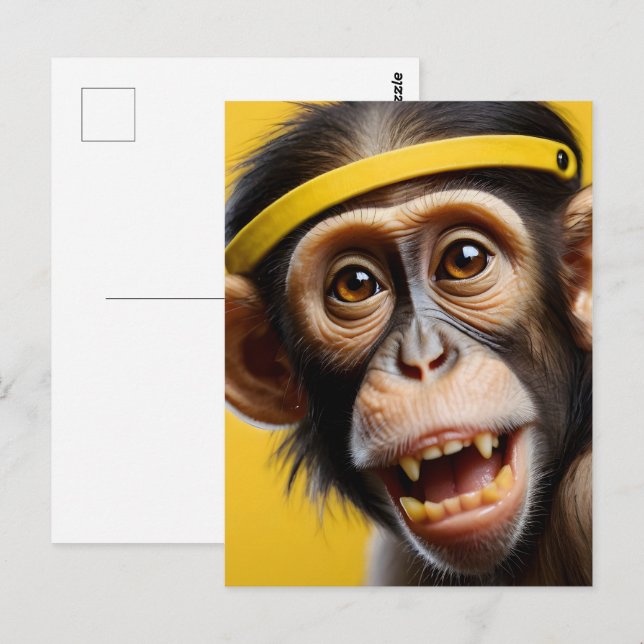 Funny monkey portrait postcard (Front/Back)