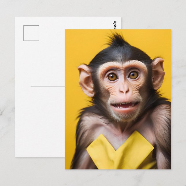Funny monkey portrait postcard (Front/Back)