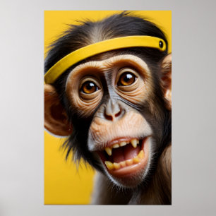 Funny monkey portrait poster