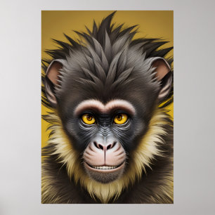 Funny monkey portrait poster