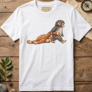 Funny Monkey Punch Graphic T-Shirt Cartoon Ape Tee