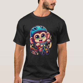 Funny Monkey Riding Bicycle Girls Boys T-Shirt
