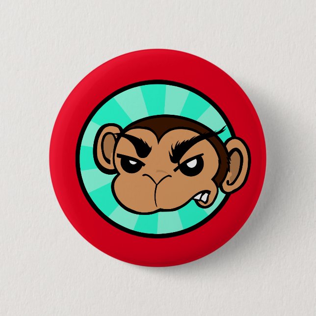 FUNNY MONKEY ROUND PIN BACK BUTTON (Front)