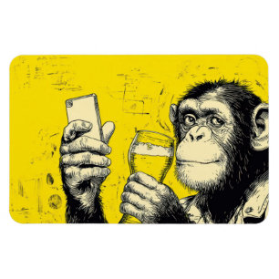 Funny Monkey Selfie Illustration – Cool Chimpanzee Magnet