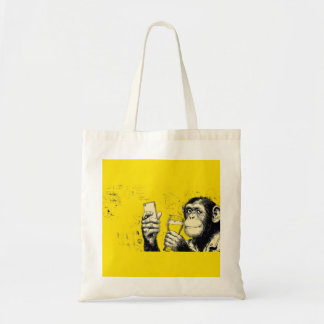 Funny Monkey Selfie Illustration – Cool Chimpanzee Tote Bag
