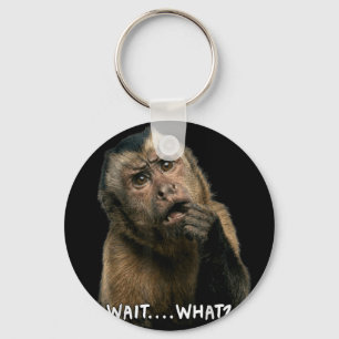 Funny monkey slang quote wait what meme cute key ring