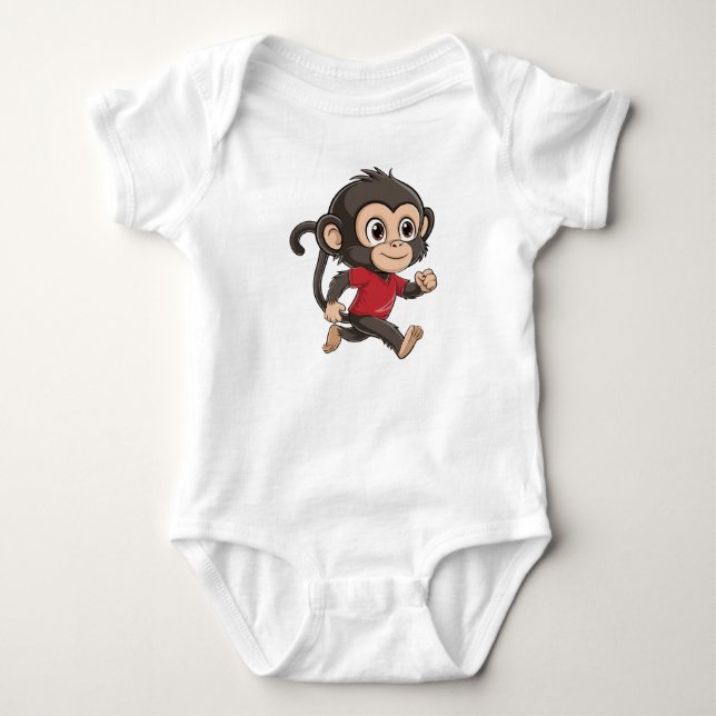 Funny Monkey Walking Baby Bodysuit (Front)