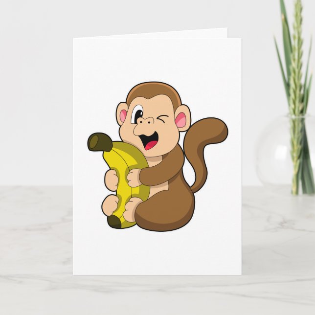 Funny Monkey with Banana Card (Front)
