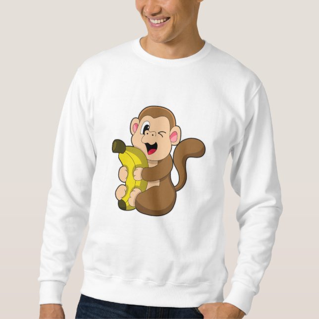 Funny Monkey with Banana Sweatshirt (Front)
