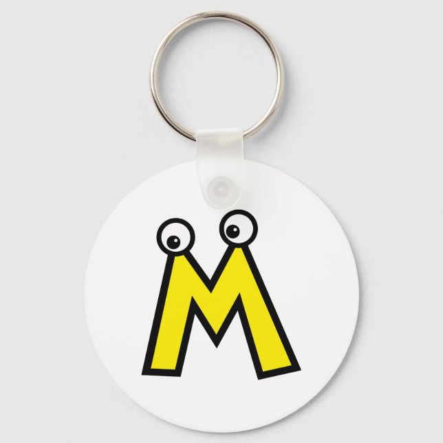 Funny Monogram Letter M Key Ring (Front)