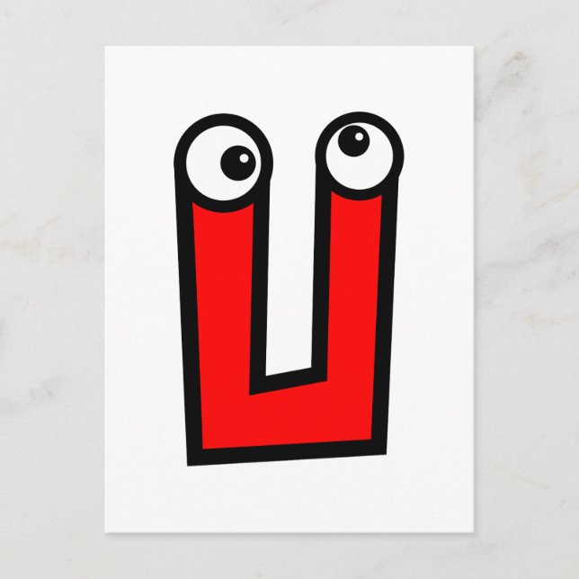 Funny Monogram Letter U Postcard (Front)