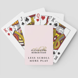  Funny Monogram Pastel Pink Gold Inspitational Playing Cards