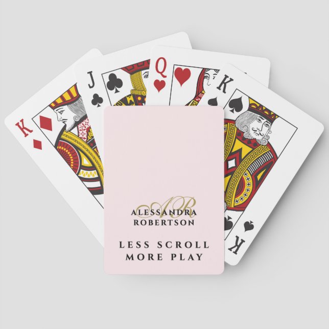  Funny Monogram Pastel Pink Gold Inspitational Playing Cards (Back)